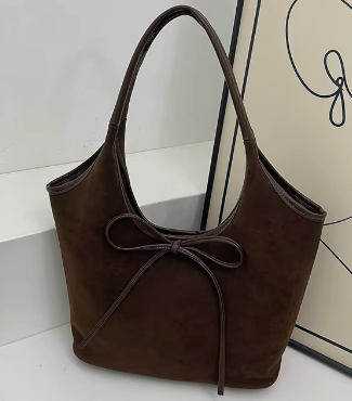 2024 Autumn Winter New Retro Suede Tote Women High Quality Large Capacity Shoulder Bag Pack Lady Split Leather Armpit Handbag