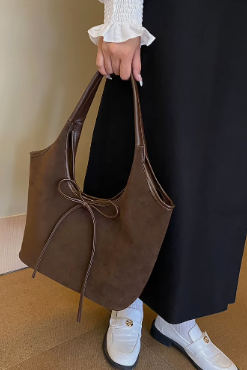2024 Autumn Winter New Retro Suede Tote Women High Quality Large Capacity Shoulder Bag Pack Lady Split Leather Armpit Handbag