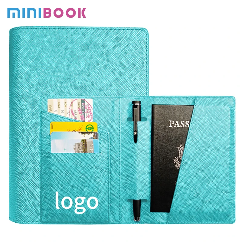 High Quality Customize Logo Leather Travel Passport Holder Cover With Pen Loop