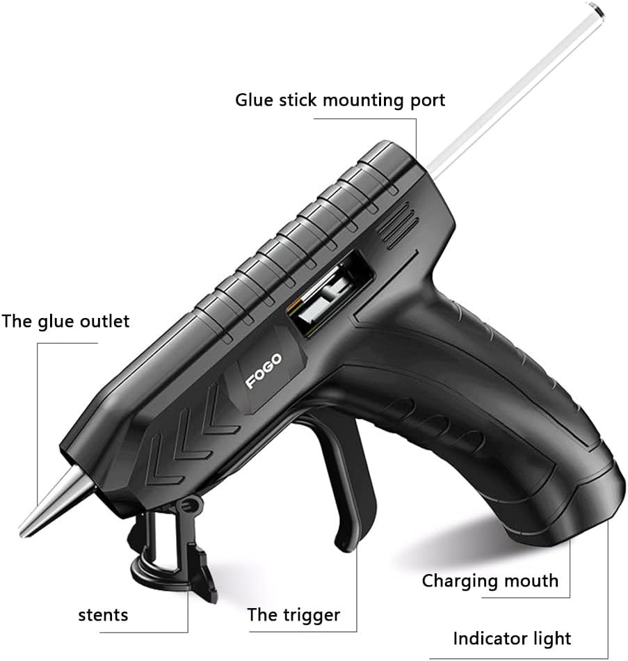 Hanzete Professional Cordless Hot Melt Glue Machine USB Rechargeable Craft DIY Repag Tool Kits with Glue-Stick