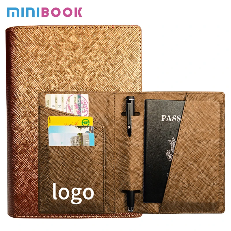High Quality Customize Logo Leather Travel Passport Holder Cover With Pen Loop