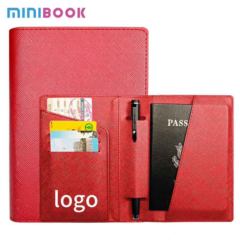 High Quality Customize Logo Leather Travel Passport Holder Cover With Pen Loop