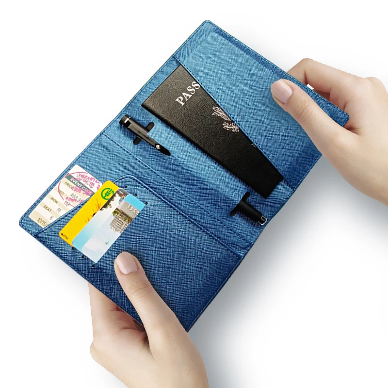High Quality Customize Logo Leather Travel Passport Holder Cover With Pen Loop