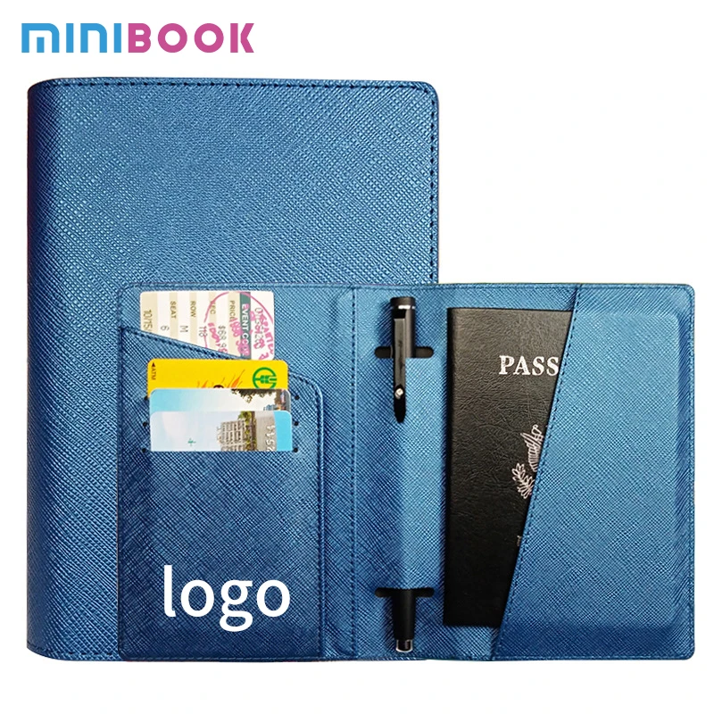 High Quality Customize Logo Leather Travel Passport Holder Cover With Pen Loop