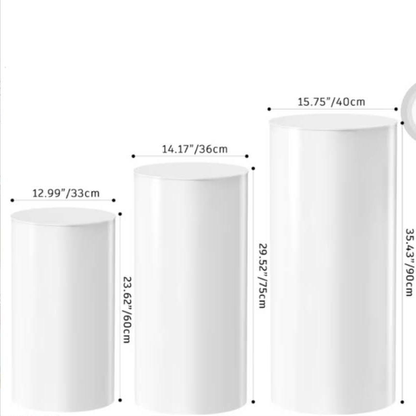 Generic Cylinder Covers 3PCS, 3 Sizes Elastic Cylinder Stand Covers, Waterproof Pedestal Covers, Portable Cylinder Covers Pedestal Stand Cylinder Stands for Parties Wedding Props Birthday Party White