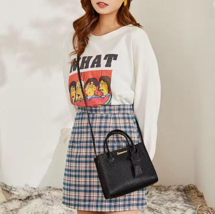 Blue Colour Single-shoulder Crossbody Handheld Triple-use Satchel Portable Leisure Bag Solid Color Lychee Grain Ladies Handbags pursebags