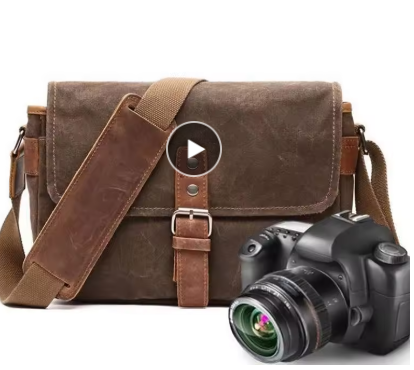 Retro Waterproof Camera Bag Photography Packages Dslr coffee color Shoulder Sling Case for Sony Nikon Canon Canvas Mini Single Messenger