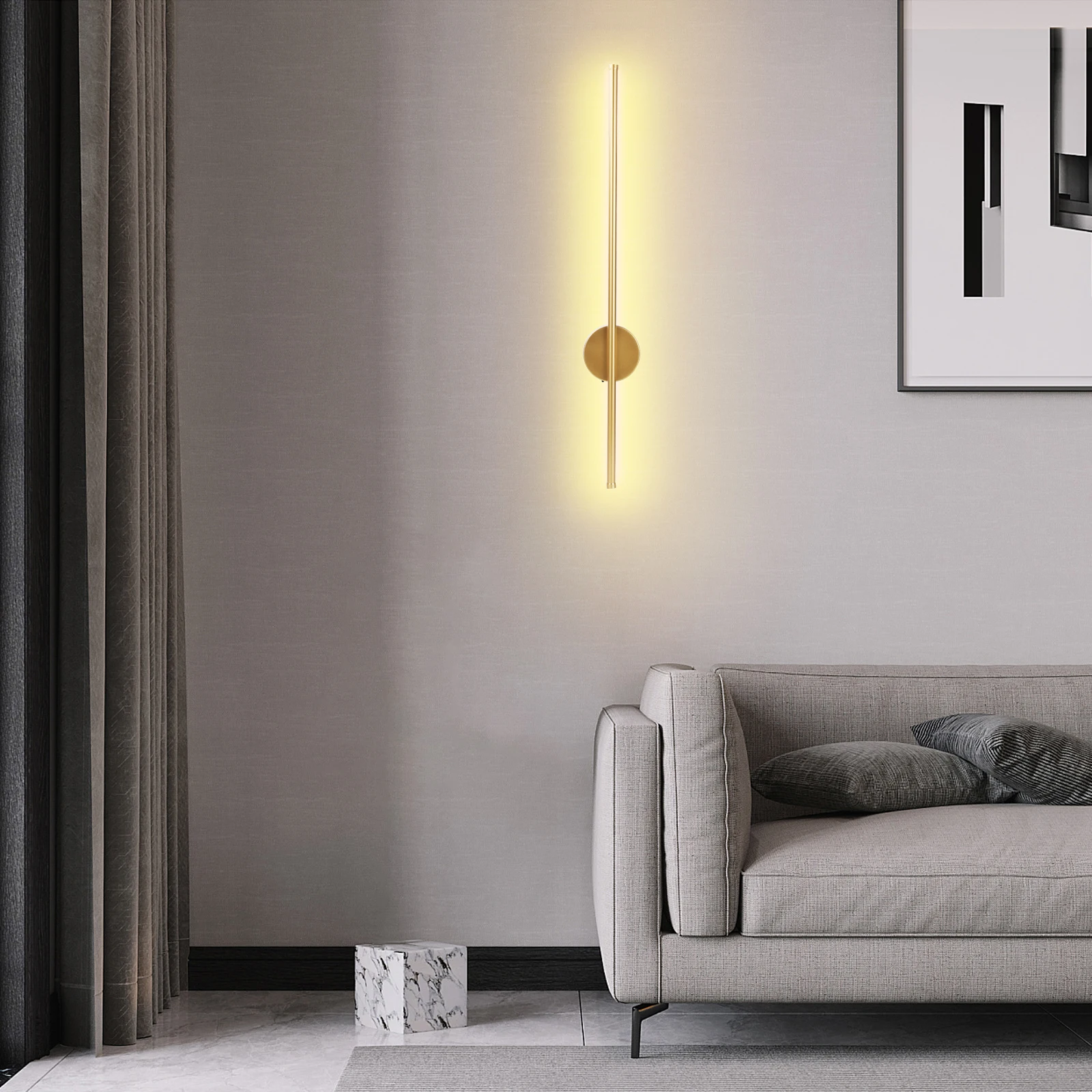 Rechargeable USB LED Wall Lamp with Remote Control Wireless Bedroom Bedside Long Stripe  Lamp Modern Style 50cm/80cm Lighting