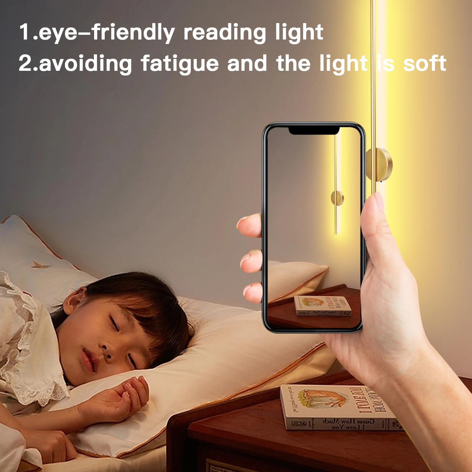 Rechargeable USB LED Wall Lamp with Remote Control Wireless Bedroom Bedside Long Stripe  Lamp Modern Style 50cm/80cm Lighting