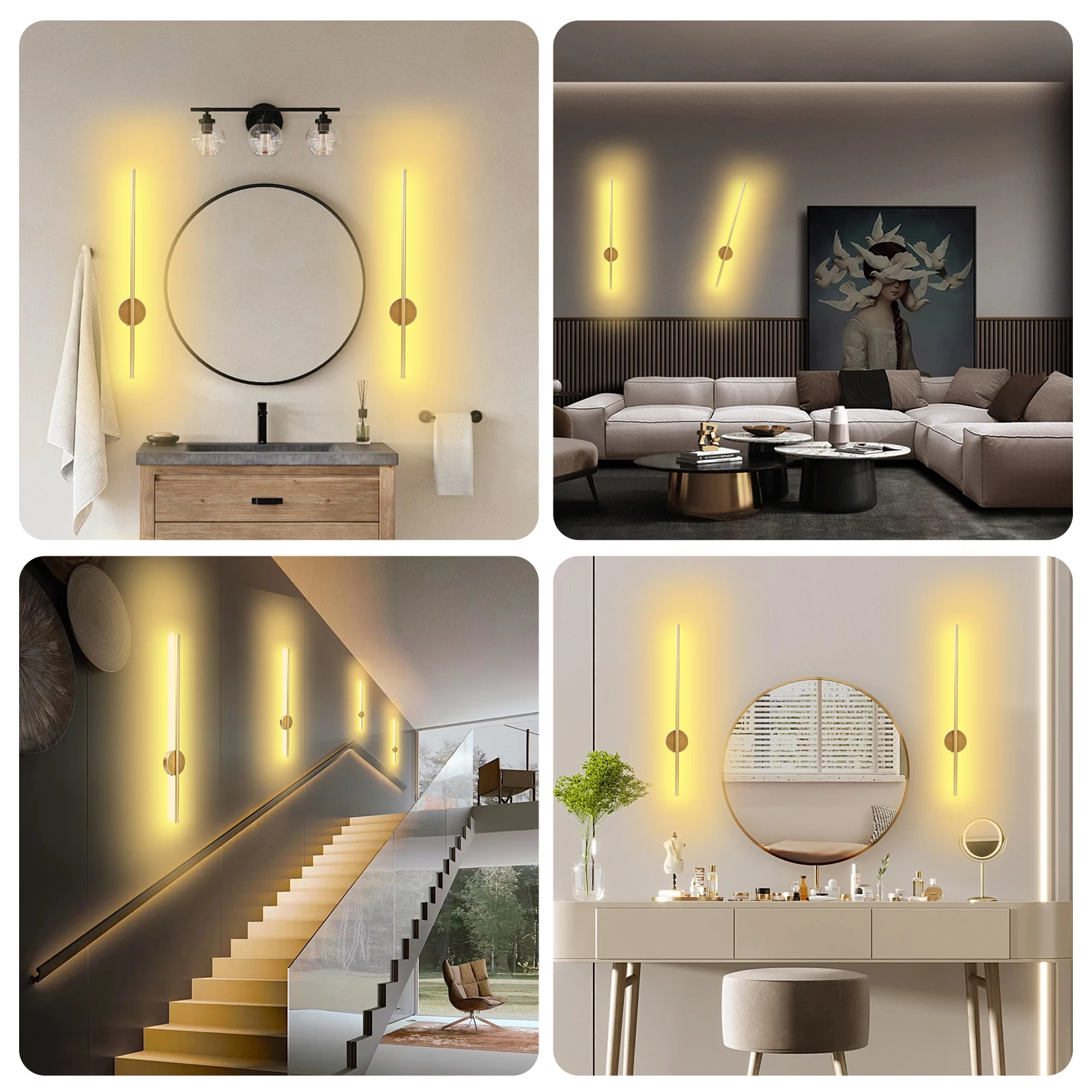 Rechargeable USB LED Wall Lamp with Remote Control Wireless Bedroom Bedside Long Stripe  Lamp Modern Style 50cm/80cm Lighting