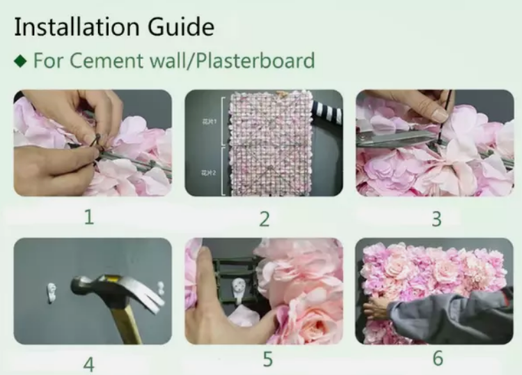 Flower Wall Panel 4Pcs Flower Wall Panel Set Artificial Wall Flower Backdrop 3D Silk Hydrangea Rose Floral Panel For Photo Background for Wedding Home Decor