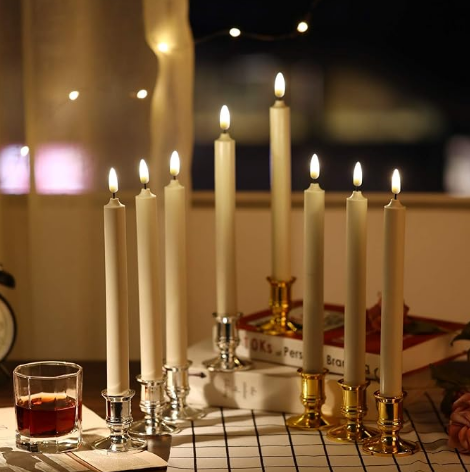 Flameless Candles,New 3D Flame Technology Window Candles, Ivory 25cm LED Flameless Flickering Battery Candles with Remote Candles/Timer Function(Warm White Light)