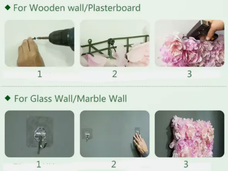 Flower Wall Panel 4Pcs Flower Wall Panel Set Artificial Wall Flower Backdrop 3D Silk Hydrangea Rose Floral Panel For Photo Background for Wedding Home Decor