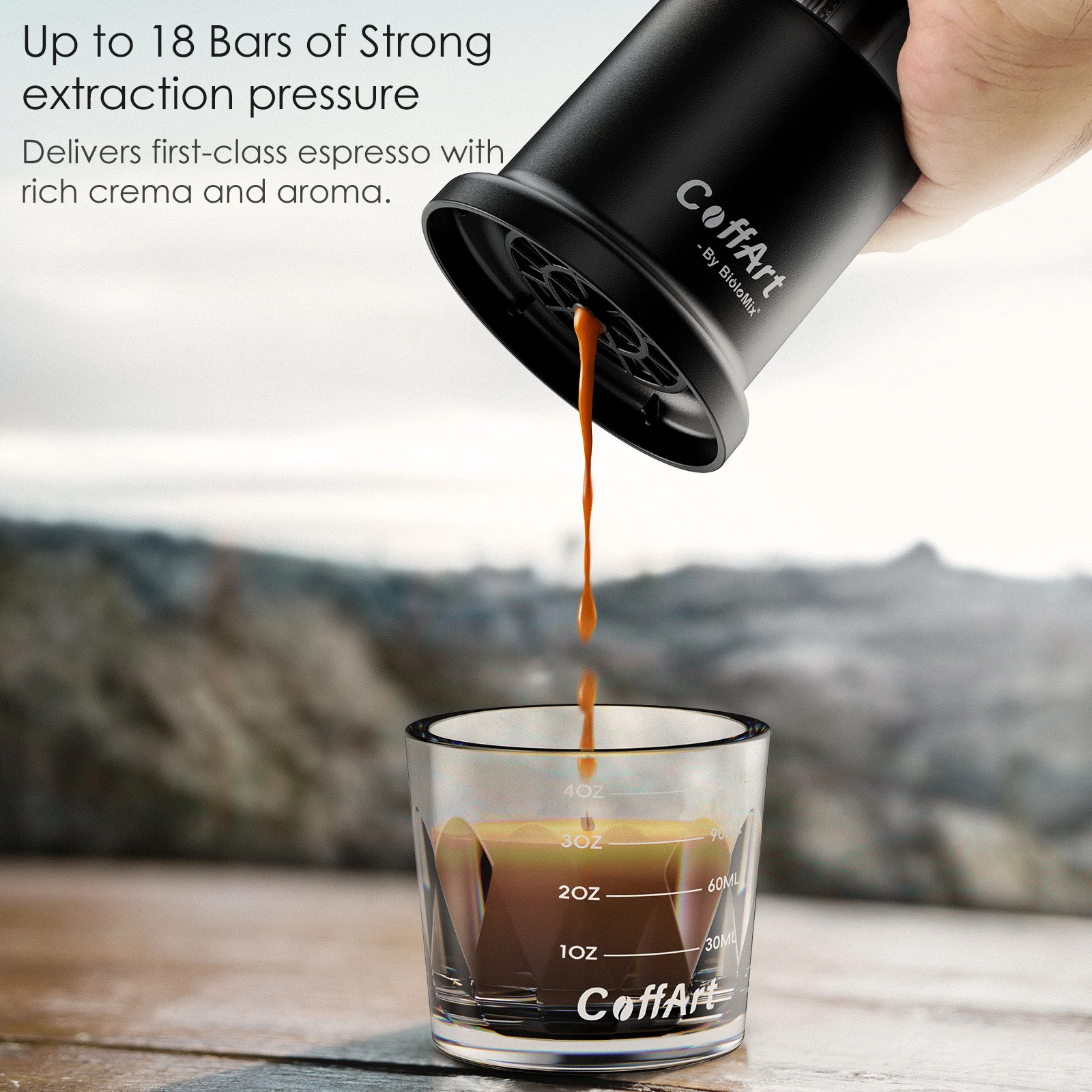 BioloMix 2 In 1 Manual Espresso Coffee Machine Hot/Cold Portable coffee Maker For NS Capsules & Ground Hand Press,hiking Camping