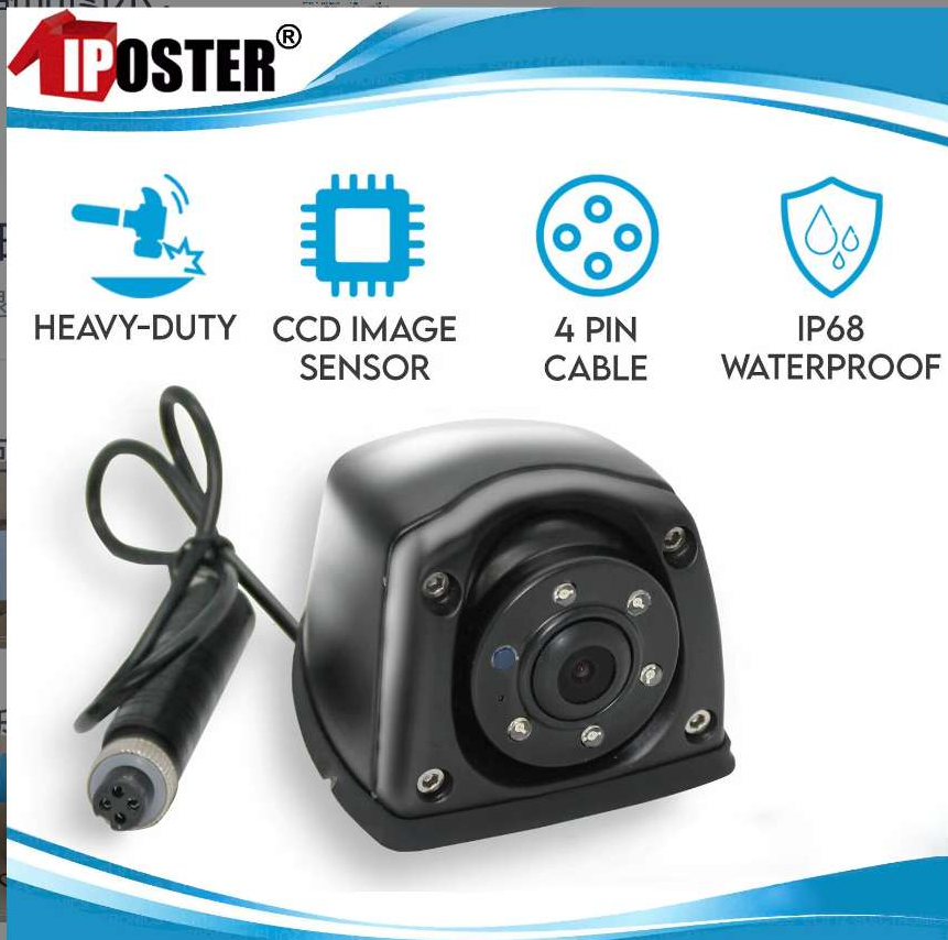 iPoster 4PIN CCD Color Side Rear View Camera 5 IR LED Night Vision Waterproof Metal Case For Truck Caravan Rv Bus Trailer Van