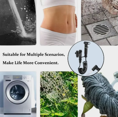 New Hand Held Bidet Sprayer for Toilet, Mini Toilet Faucet Sprayer Shower Portable Bidet Set,double outlet angle valve
