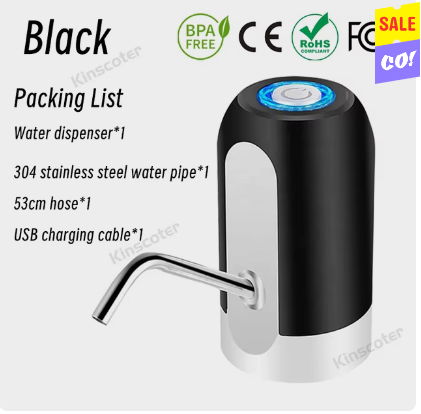 Portable Automatic Drinking Water Pump with Switch and USB Charging Mini Electric Water Dispenser for Universal 5 Gallon Bottle