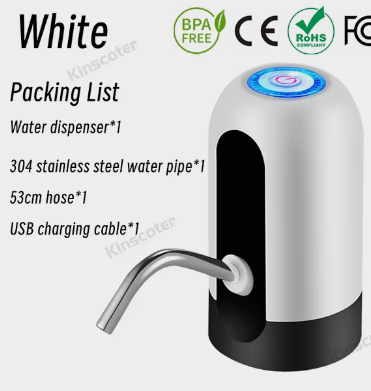 Portable Automatic Drinking Water Pump with Switch and USB Charging Mini Electric Water Dispenser for Universal 5 Gallon Bottle