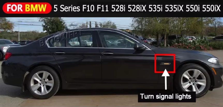 2X LED Sequential Fender Indicator Side Marker Blinker Turn Signal Lights For BMW 5 Series F10 F11 528i 528iX 535i 2011-2013