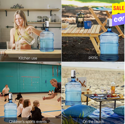 Portable Automatic Drinking Water Pump with Switch and USB Charging Mini Electric Water Dispenser for Universal 5 Gallon Bottle