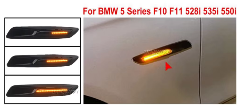 2X LED Sequential Fender Indicator Side Marker Blinker Turn Signal Lights For BMW 5 Series F10 F11 528i 528iX 535i 2011-2013