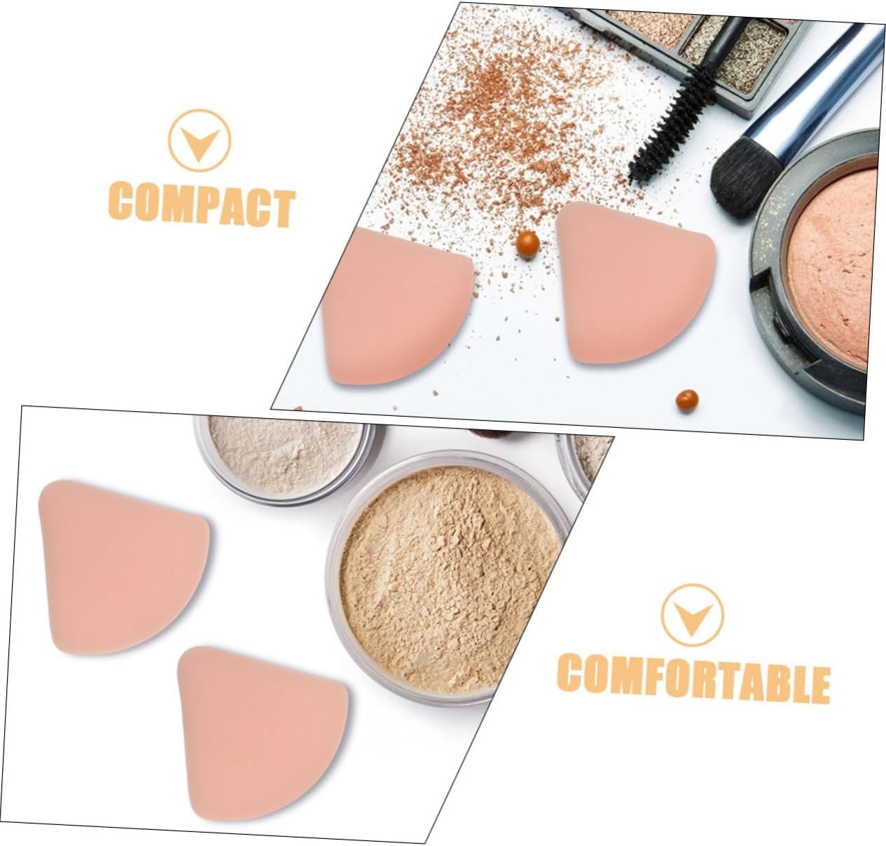 CRILSTYLEO 6pcs Small Makeup Powder Sponges Makeup Puff for Foundation Soft and Supple Makeup Pads Ideal for Travel and Daily Use Triangle