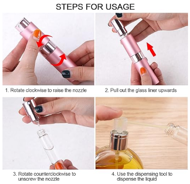 (20 pieces=1 set) 8ml Travel Perfume Atomiser Refillable, Mini Refillable Perfume Bottle Aftershave Spray Bottle, Upgraded Perfume Atomizer Perfume Pod and Refill Pump for Outdoor Traveling (Black)
