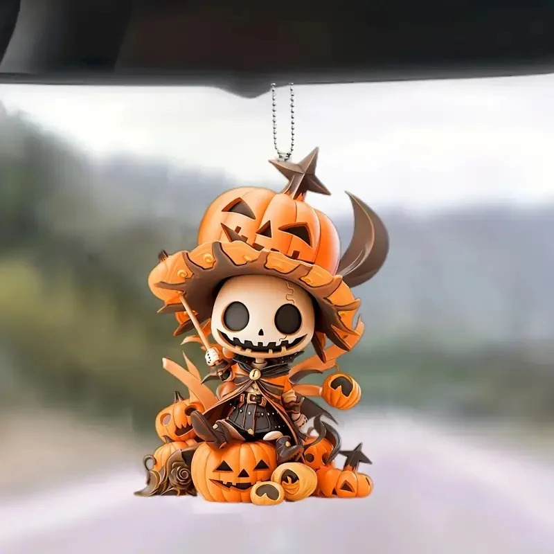 Acrylic Pumpkin Figurine Hanging Ornament 2024 Crafts Statue Memorial Sculpture Halloween Decoration for Home Office Desk Car