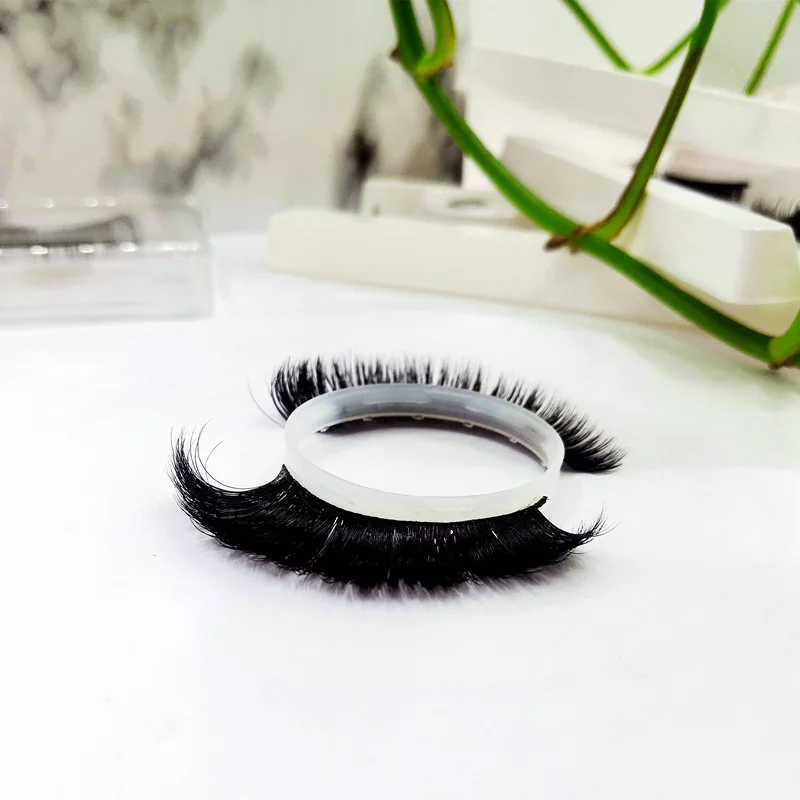 LL018 private eyelash real mink fur 15mm short curly wink winged lash extensions strip lash Russian lash