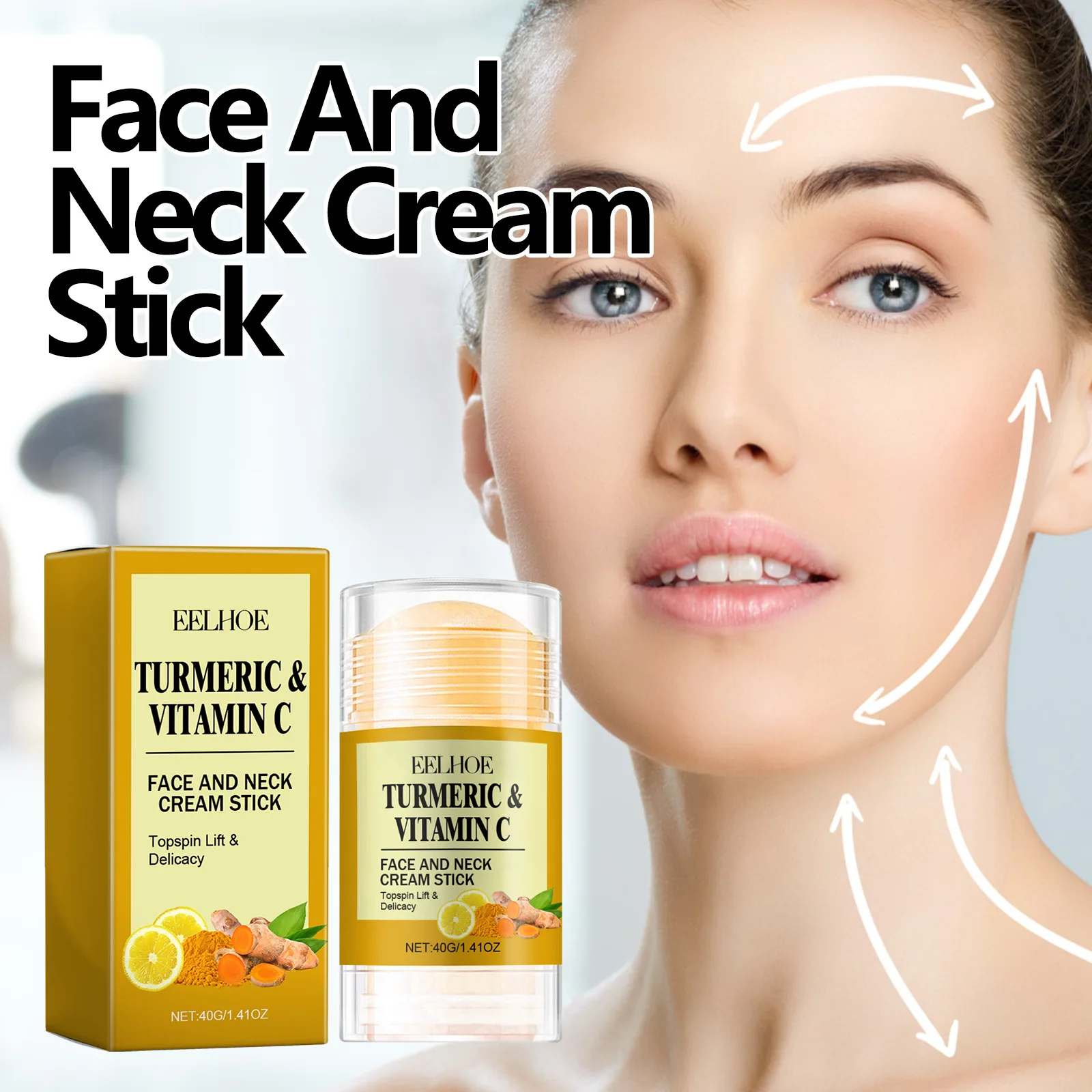 EELHOE Skin Care Moisturizing Lifting Firming Anti Aging Brightening Turmeric Vitamin C Facial Neck Cream Stick