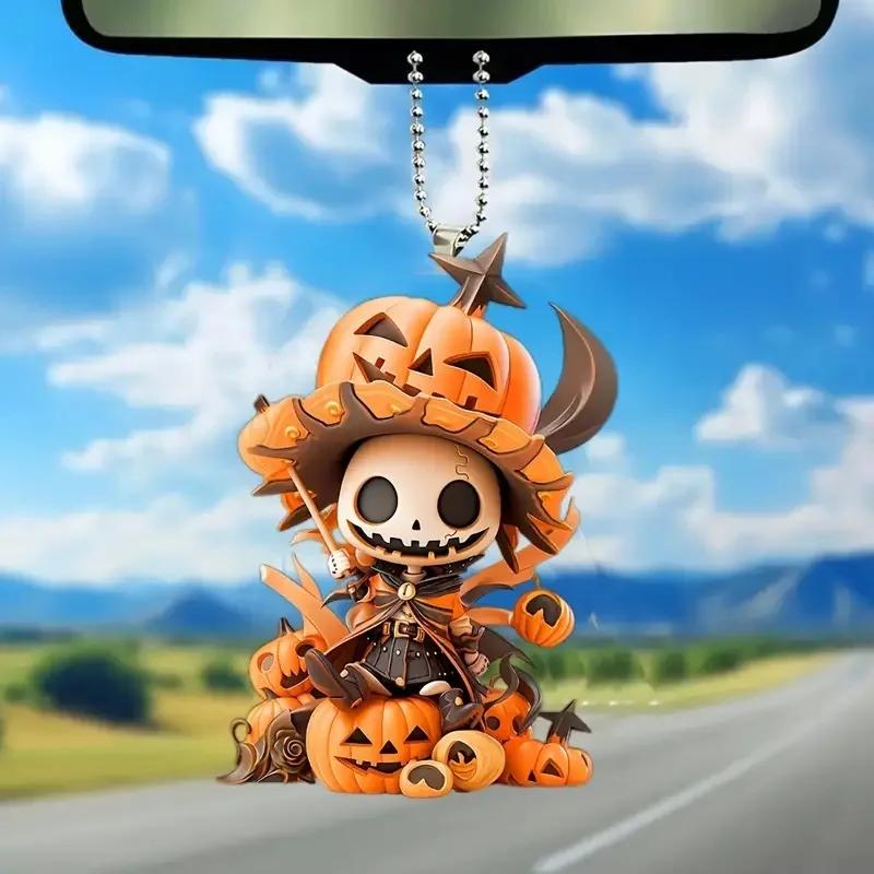 Acrylic Pumpkin Figurine Hanging Ornament 2024 Crafts Statue Memorial Sculpture Halloween Decoration for Home Office Desk Car