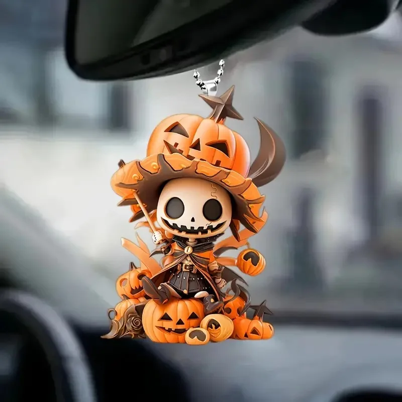 Acrylic Pumpkin Figurine Hanging Ornament 2024 Crafts Statue Memorial Sculpture Halloween Decoration for Home Office Desk Car