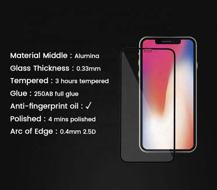 Aluminum 9H 2.5D Toughened glass Anti-fingerprint anti-Break Phone for iPhone XR X Xs Max Screen Protector wholesale packaging