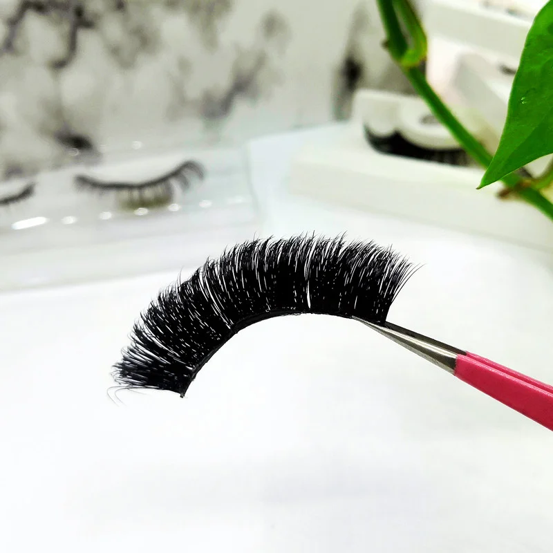 LL018 private eyelash real mink fur 15mm short curly wink winged lash extensions strip lash Russian lash