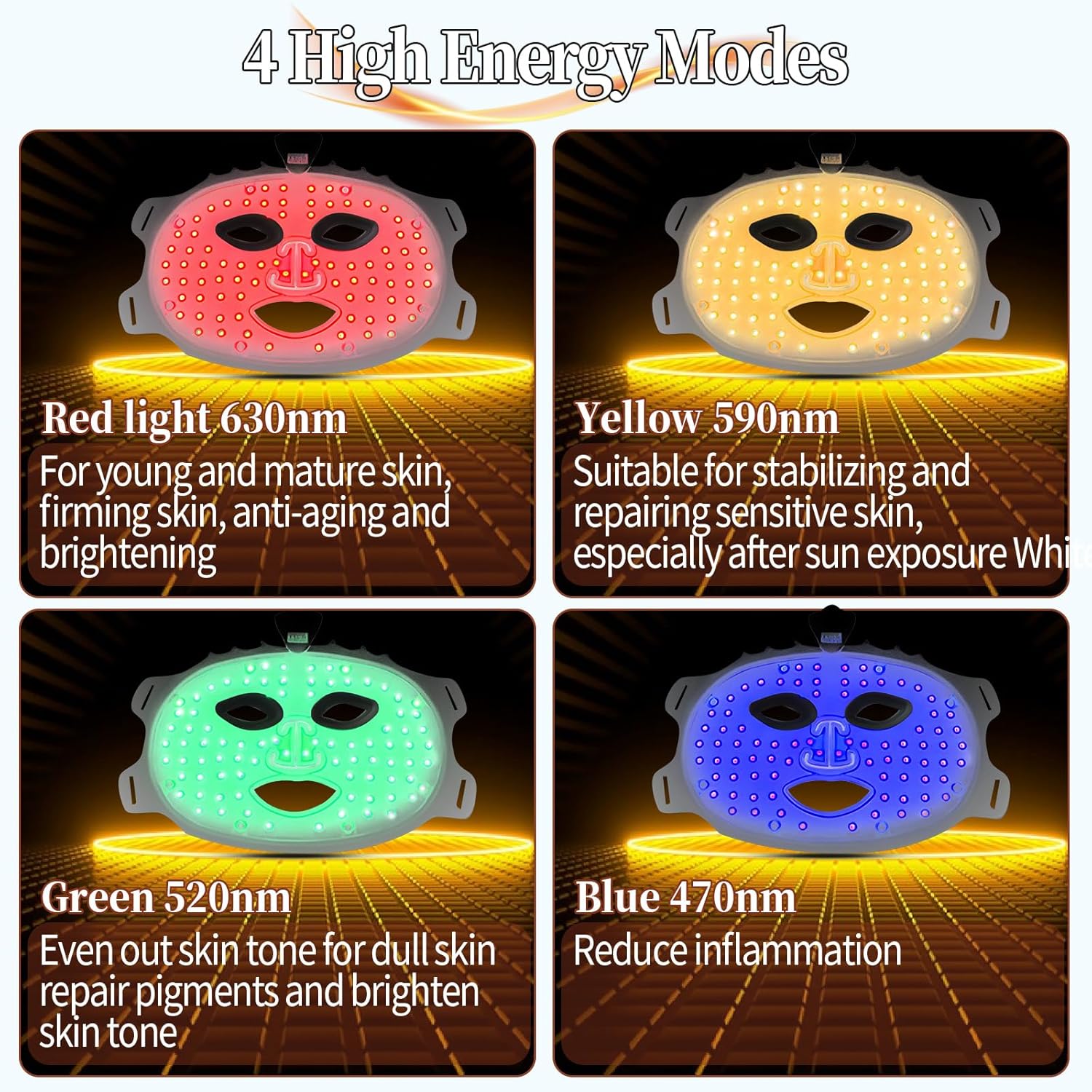 LED Face Mask Light Therapy, 7 Color Wireless Light Therapy for Face, Face Care Mask for Skin Rejuvenation Anti-Aging Removal Wrinkles Shrink Pores Fine Lines Skin Tightening (Black)
