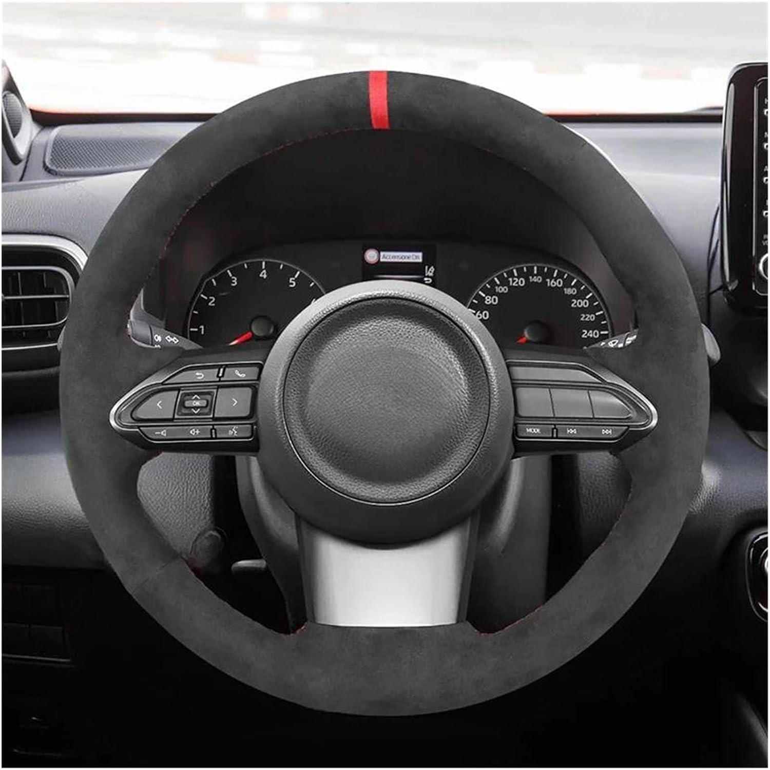 KBXBEZDZW Car Steering Wheel Covers For Yaris GR 2020 2021 2022 Hand Sewing Braid Car Steering Wheel Cover Steering Wrap Car Accessories Steering Protective Case