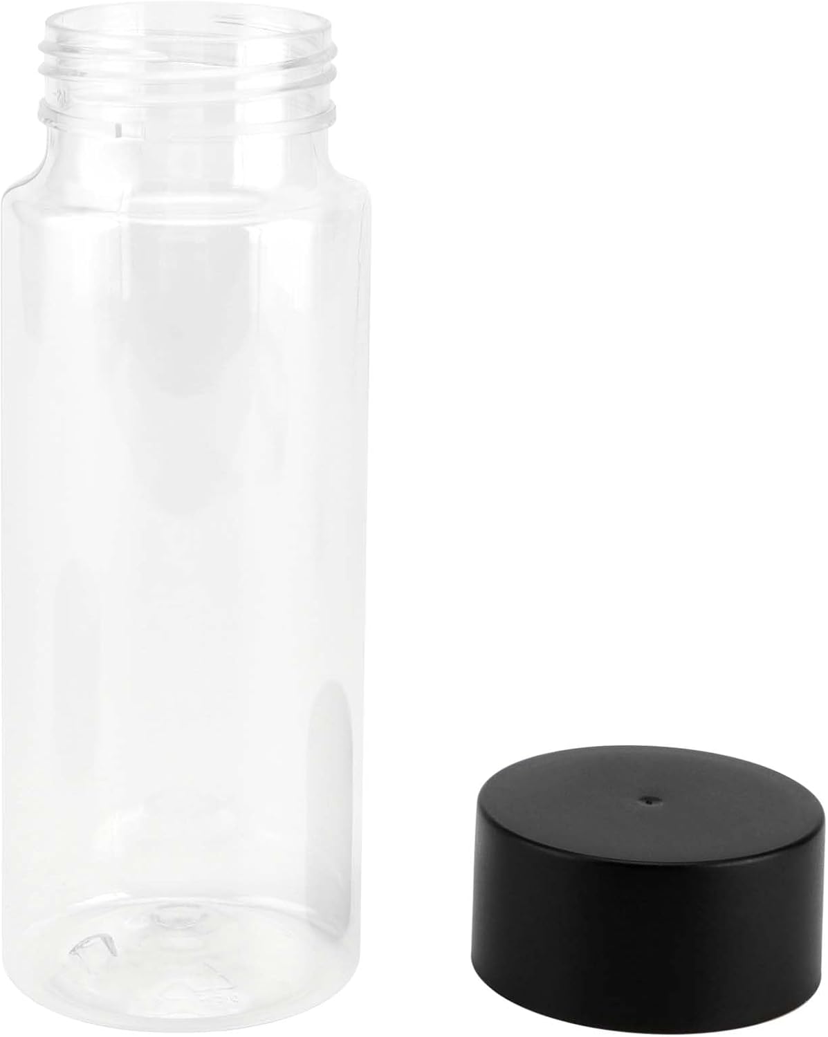 SEUNMUK 24 Pack 10oz/300ml Clear Plastic Juice Bottles with Black Lids, Empty Juice Bottles Plastic Smoothie Bottles for Kitchen, Office and Gym