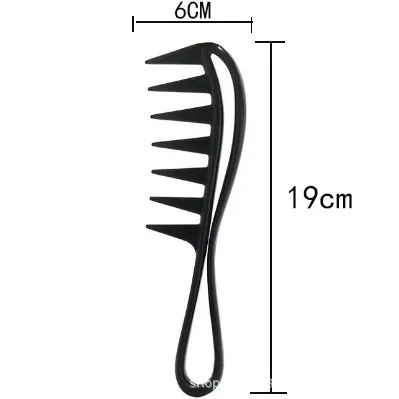19cm Plastic Fish Bone shape Comb Shark Tooth Texture Comb Oil Head Hollow Comb