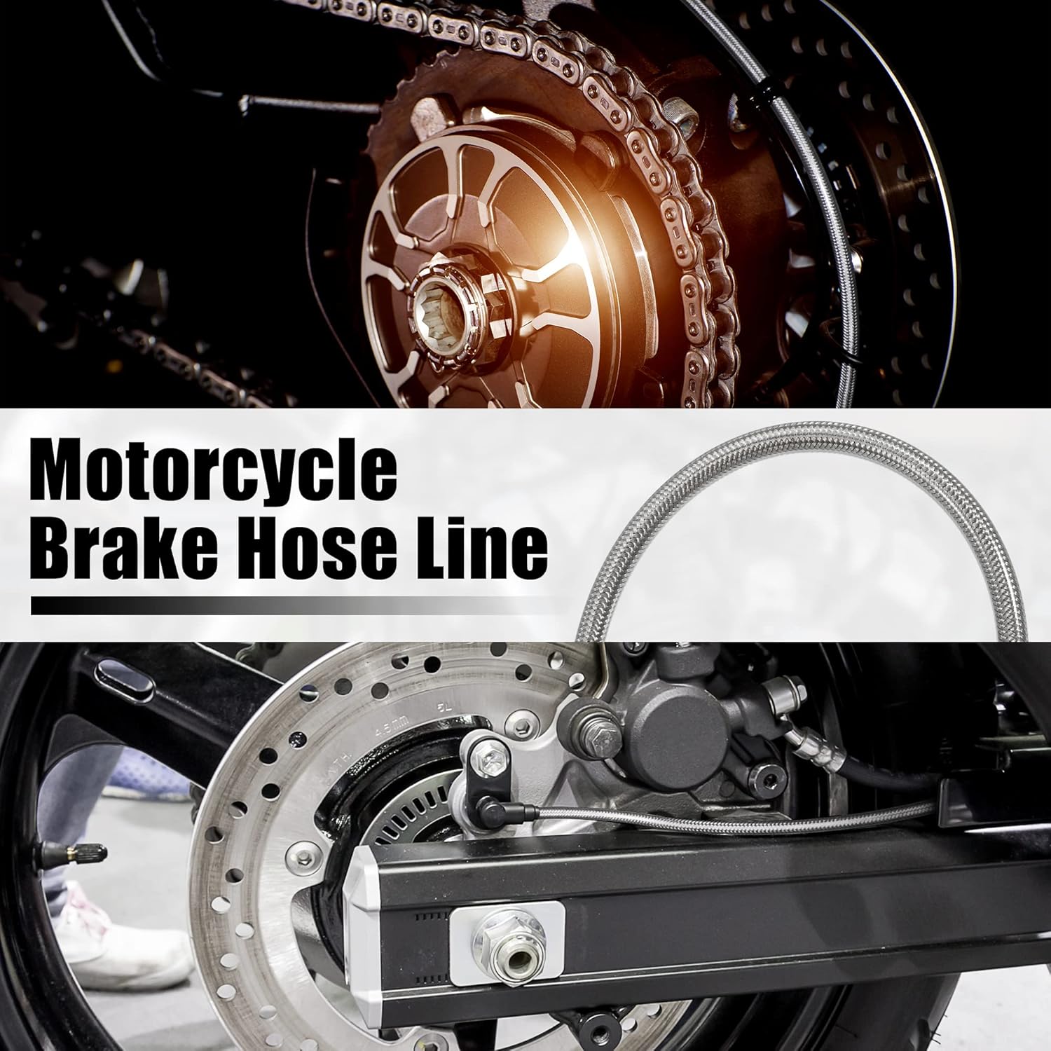X AUTOHAUX 1 Set AN3 28 90 Degree Motorcycle Brake Hose Line 70cm Silver Tone