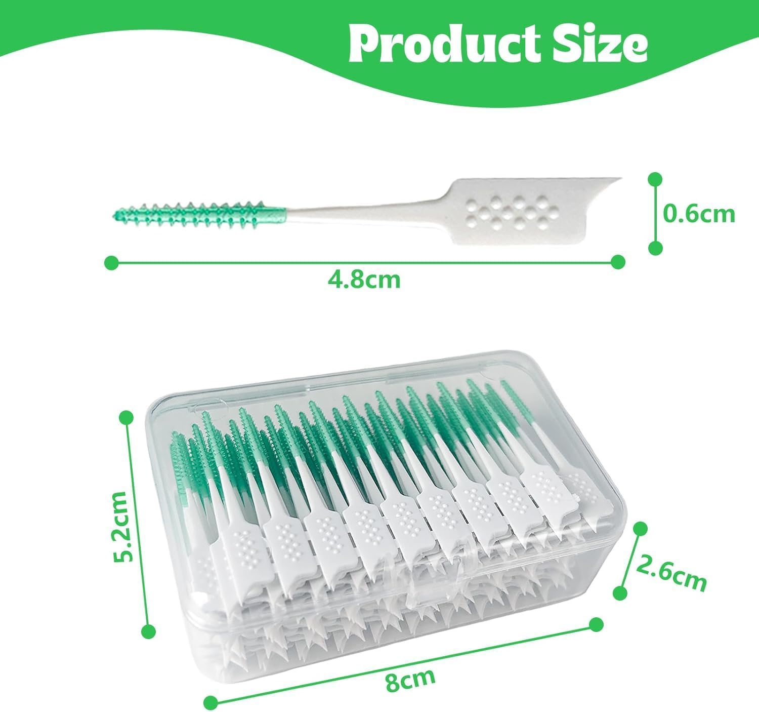 200 Pieces Interdental Brushes Green, Tooth Picks Floss Sticks, Floss Brushes, Dental Tools for Braces Oral Cleaning, Braces Cleaning Kit