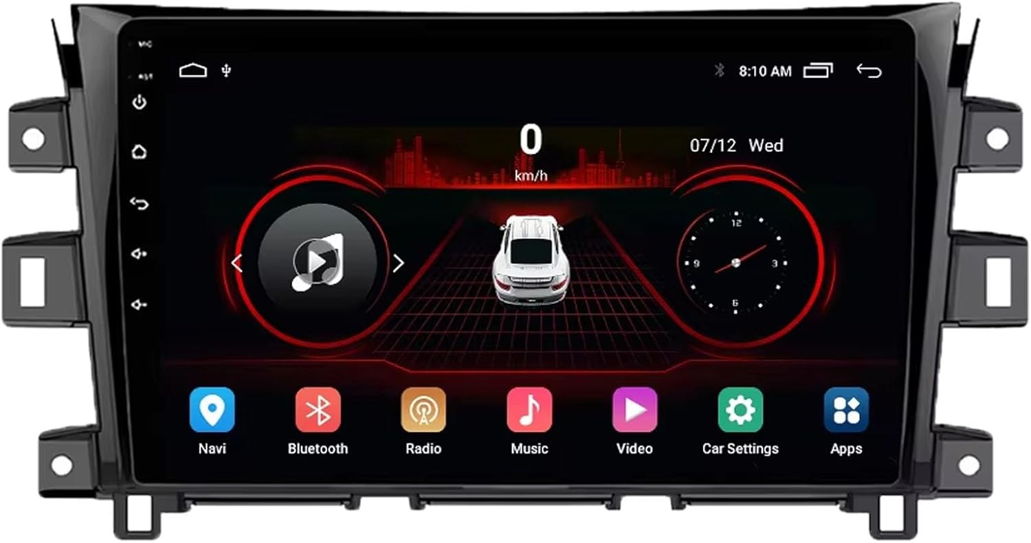 9 inch Double DIN Android 14 Car Stereo for Nissan NAVARA Frontier NP300 2011-2018 with GPS Navigation WIFI AHD Backup Camera Steering Wheel Controls/SWC Bluetooth Carplay FM Radio Touch Screen MP5