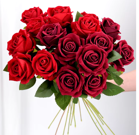 Roses Artificial Flowers Rose Flower Branch Artificial Red Roses Realistic Fake Rose for Wedding Home Decor