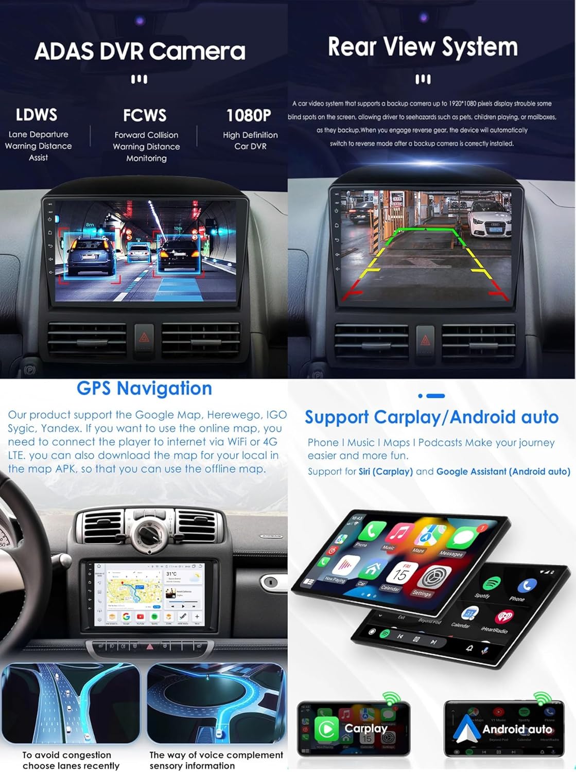 9 inch Double DIN Android 14 Car Stereo for Nissan NAVARA Frontier NP300 2011-2018 with GPS Navigation WIFI AHD Backup Camera Steering Wheel Controls/SWC Bluetooth Carplay FM Radio Touch Screen MP5