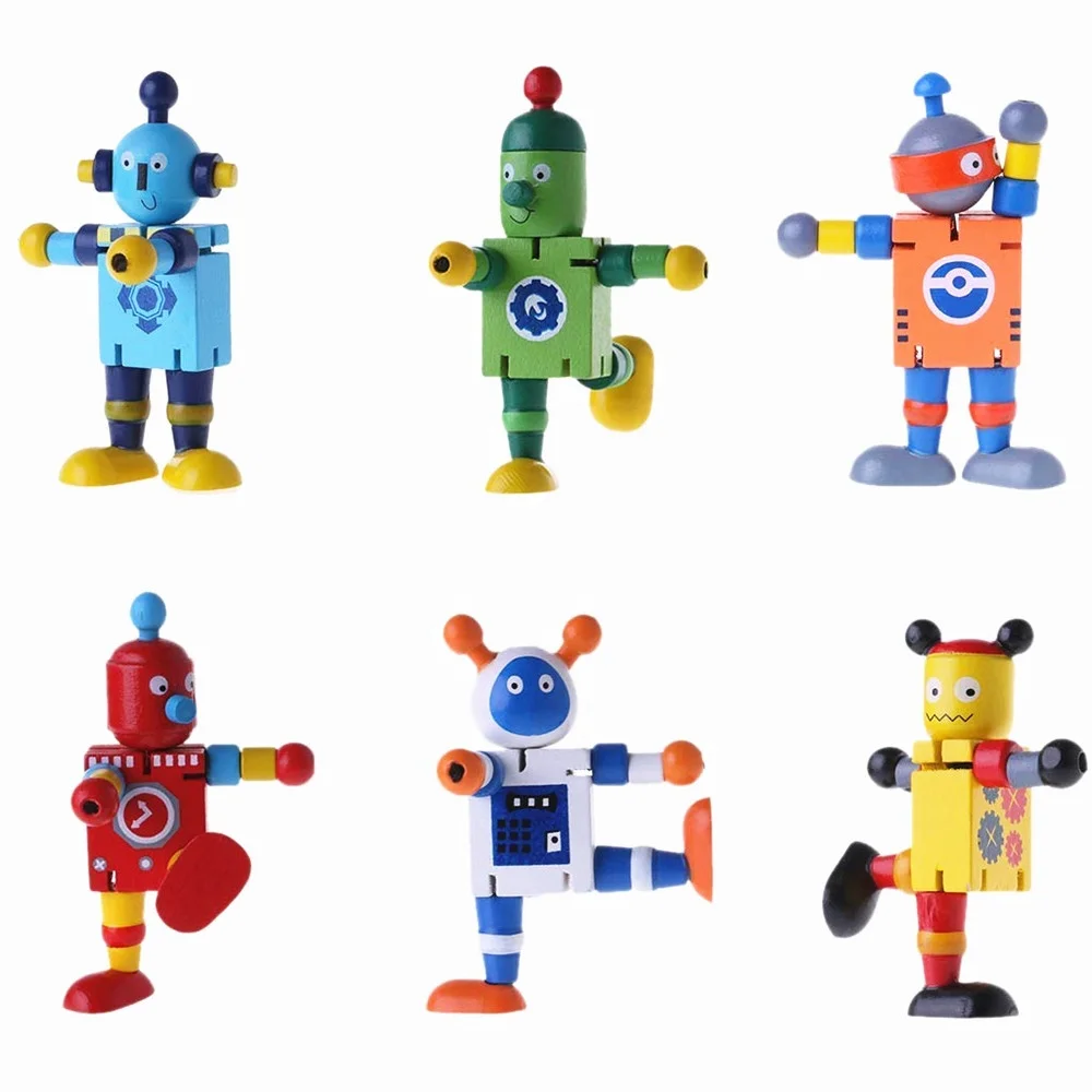 Hot Sale Green Wooden Children Toy Mini Robot