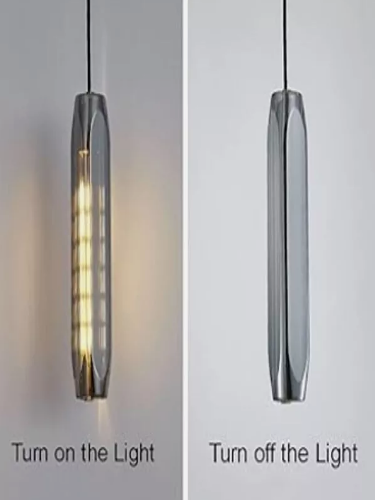 Smoke Gray Long Tube Glass Pendant Light Bar Kitchen Island Linear Light LED Mid