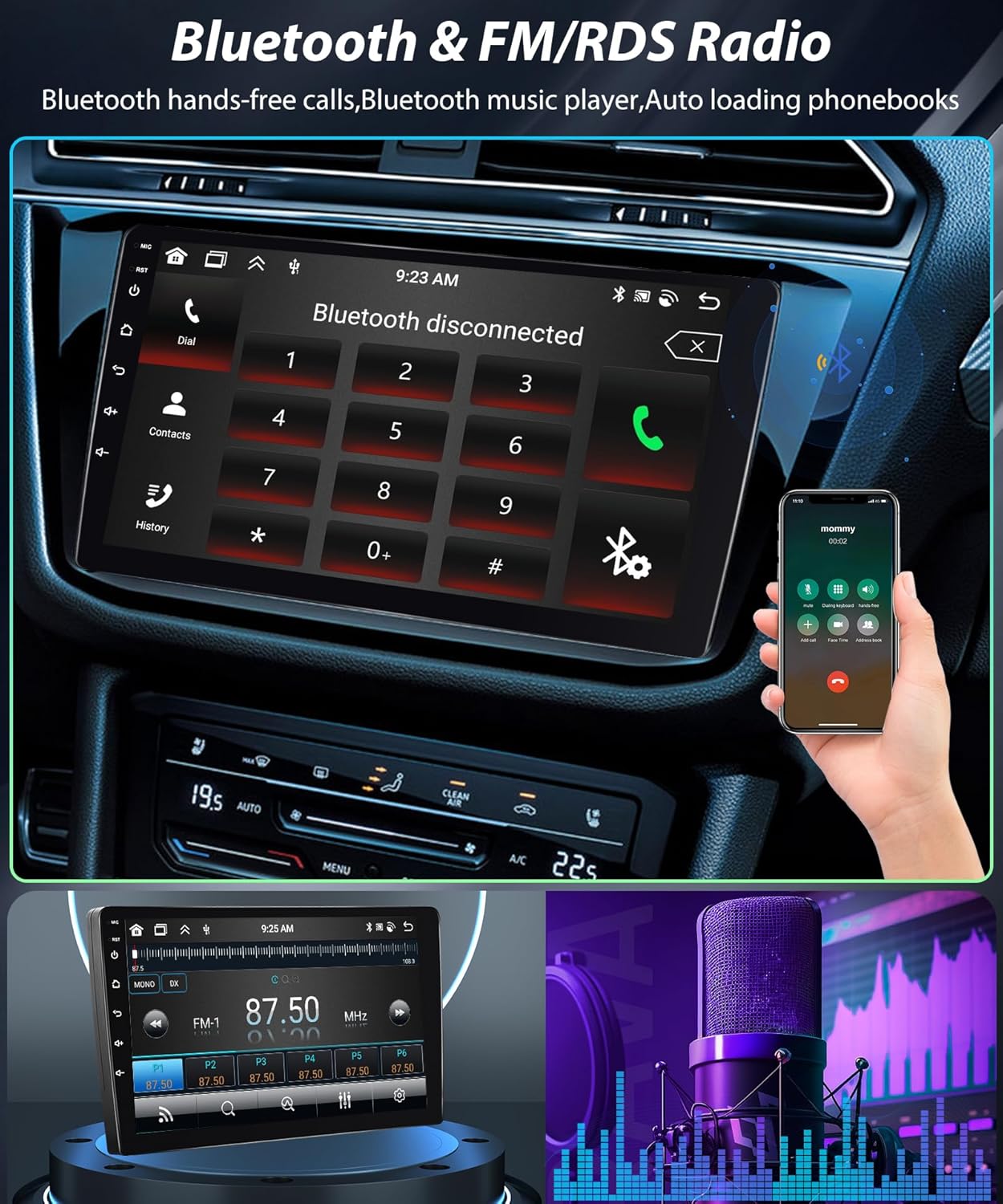8 Core 4G 64G for Ford Focus Exi MT 2 3 Mk2/Mk3 2004-2011 Android Car Stereo with Carplay, 9 Inch Touch Screen Car Radio with GPS Bluetooth FM RDS DSP WiFi Android Auto + AHD Backup Camera
