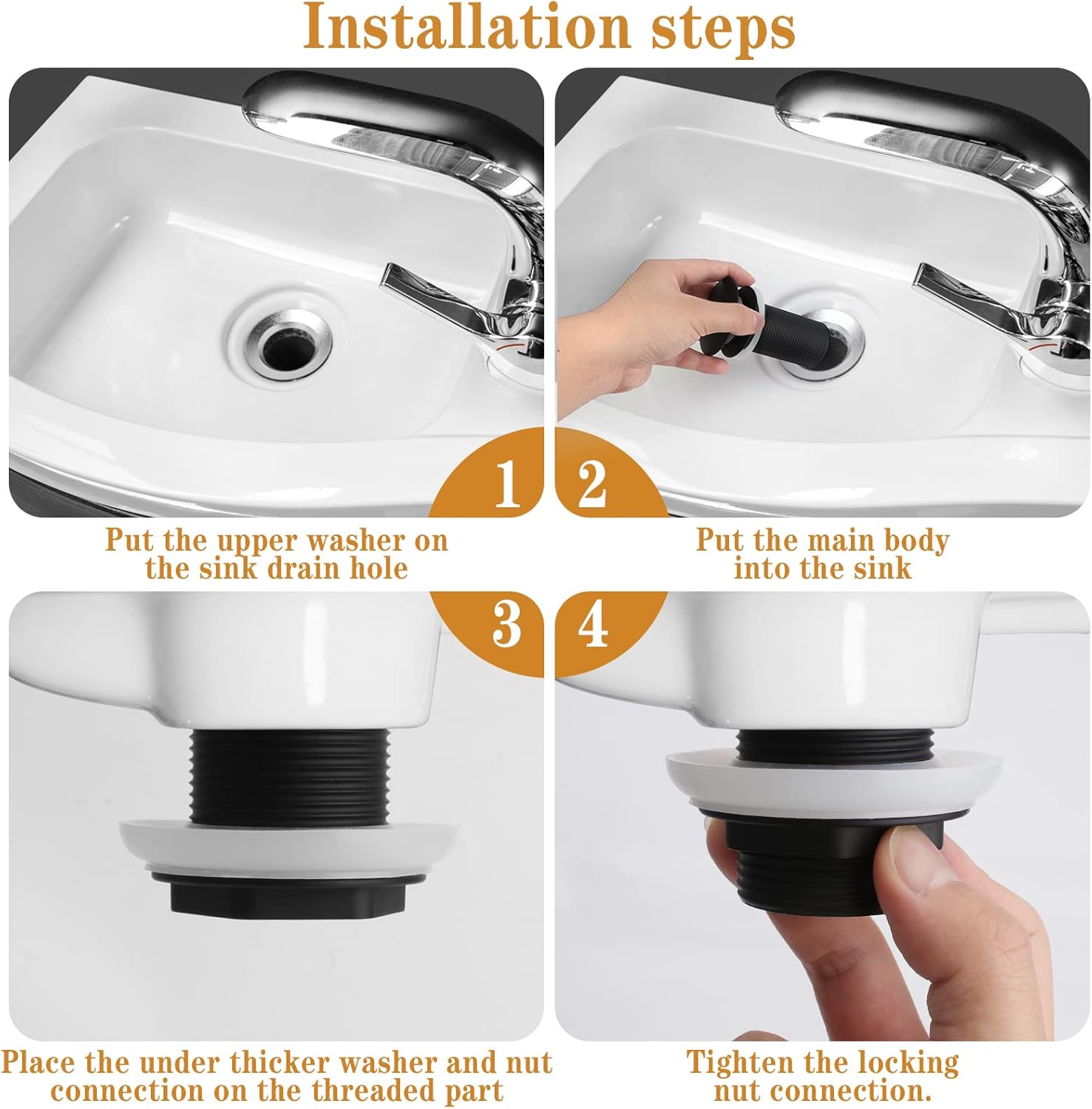 Iyowei Basin Waste Pop Up, Unslotted Pop Up Sink Plug, Matte Black Sink Waste Click Clack Basin Waste Without Overflow for Bathroom Sink, with 1Pcs Spare Rubber Gasket