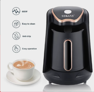 SOKANY Electric Turkish Coffee Maker Machine with 250ml/1 Cup Coffee Pot Single Serve Espresso Maker 600W Heating Coffee Pot