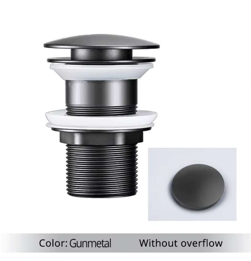 1 piece Gunmetal Pop-Up Drain Basin Sink Stainless Steel Drain With Overflow Kitchen Bath Drain Plug Without Overflow Basin Waste