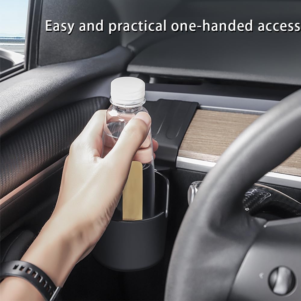 Car Drink Holders for Tesla Model 3/Y, ABS Dashboard Water Cup Holder Clip-on Holder Dashboard Left Storage Box Accessories